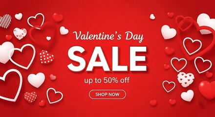 Valentine&rsquo;s day sale featuring up to fifty percent off heart-themed products