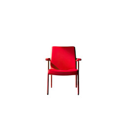 Isolated red chair on black background, lit