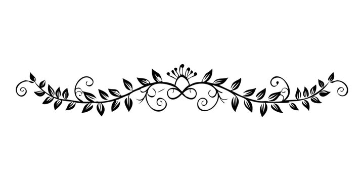 Intricate black and white floral decorative border design