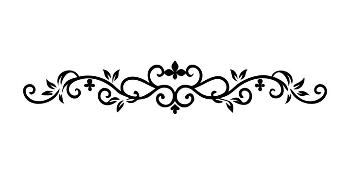 Intricate black and white floral design with symmetrical patterns and swirls.