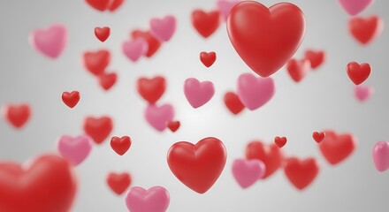 Floating hearts create a romantic and whimsical digital art composition