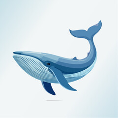 Fototapeta premium Majestic blue whale vector illustration. Large marine mammal swimming peacefully, isolated graphic design element