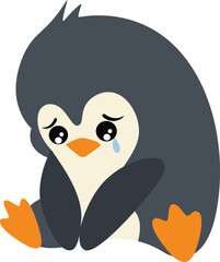 Naklejka premium Adorable Little Baby Penguin Crying Sadly