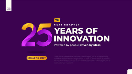 25th anniversary colorful gradient corporate banner on dark background with modern minimal number