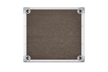 Realistic square metal and wood frame on gradient background