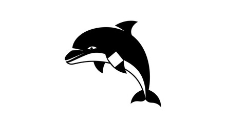 Fototapeta premium Black and white dolphin illustration