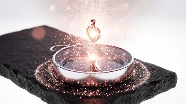 Magnetic Compass Rose Gold Stardust Reflections