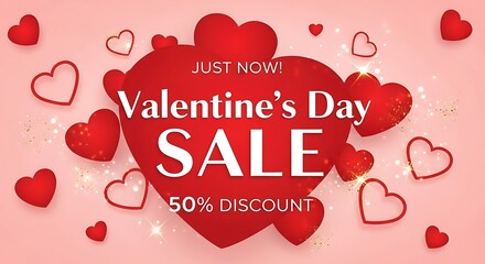 Valentine's day sale offering fifty percent discount on various items
