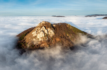 Mountain landscape above clouds, nice panorama from Slovakia