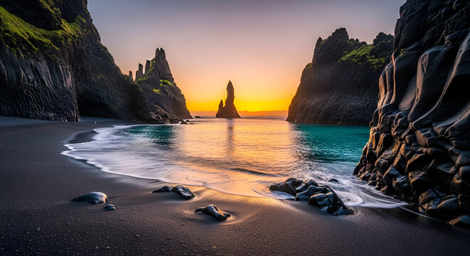 Maruata Black Sand Beach Sunrise Seascape Cliffs