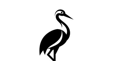 Obraz premium Black and white heron silhouette
