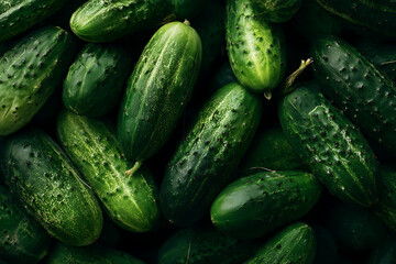 Fresh organic cucumbers harvested for healthy eating