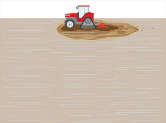 水田で農作業をしているイラスト素材。