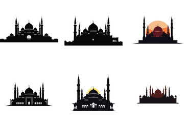 Naklejka premium Mosque Silhouette Collection Vector Illustration