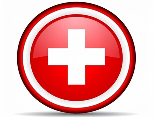 Obraz premium Symbol of Care: Red Cross Button