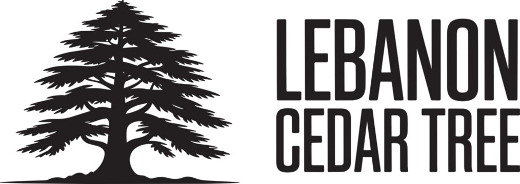 Lebanon cedar tree vector silhouette national symbol cedar of lebanon nature flora heritage emblem