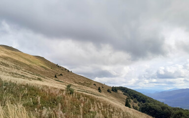 Dark clouds over top of Bieszczady Mountains. Storm is coming.
