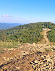 View on Beskids from top of Klimchok Mountainm.