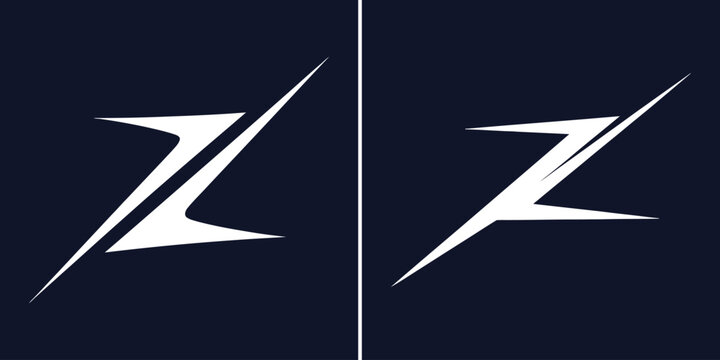 Modern Abstract ZL ZK ZX Monogram Logo with Sharp Dynamic Lines and Lightning Bolt Shape on Dark Background