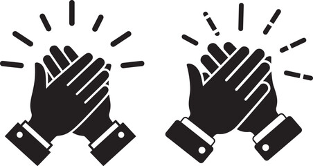 Silhouette of two hands clapping with joy and success
