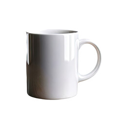 A plain white ceramic mug, isolated on a black background