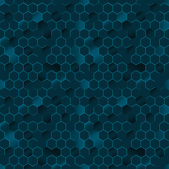 Seamless Hexagonal Pattern with Dark Blue Tones for Modern Backgrounds and Digital Designs