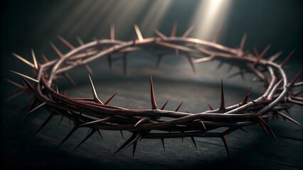Jesus' crown of thorns on blur black background, can be used for Christian good friday concept