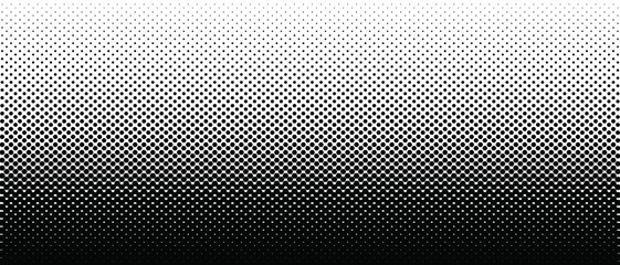 Halftone vector texture of gradient geometric black pentagons. Seamless pattern with a smooth transition. Abstract tech smooth transition for background and backdrop. Gradient transition lattice.