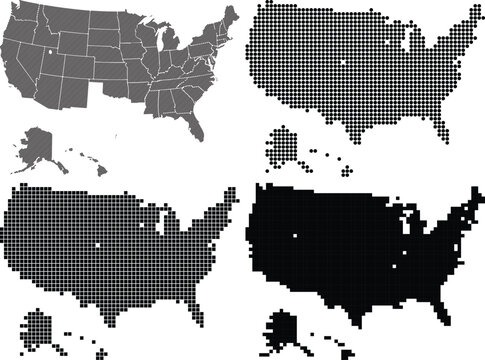 United States Map Pixelated Grid Data Representation