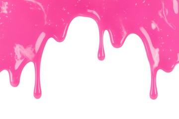 Obraz premium Pink glossy liquid dripping texture. Bright slime border with glossy reflections. Abstract 3D fluid background design.