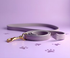 Pet Collar and Leash Set on Lavender Background