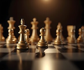 Luxury Chess Set in Play with Dramatic Lighting