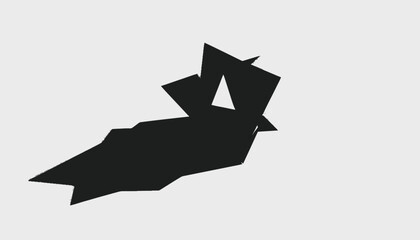 Black Geometric Abstract Shape on Light Gray Background