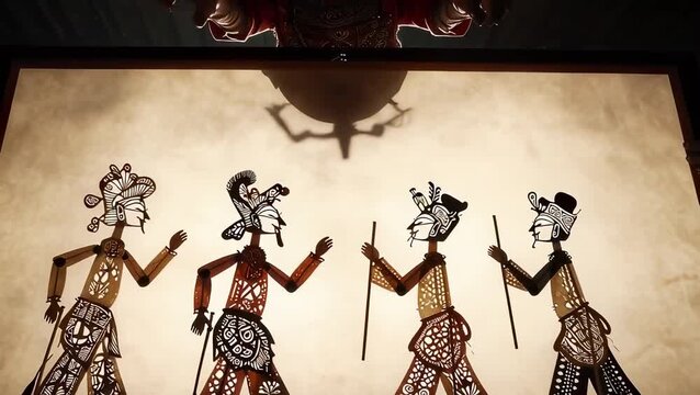 Traditional Shadow Puppet Performers in Cultural Display