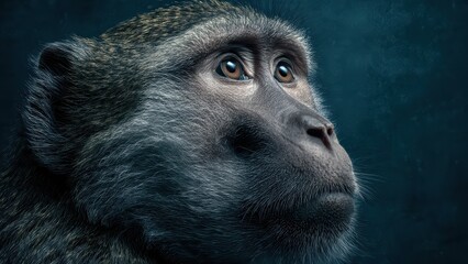 Cinematic Close-Up Portrait of a Monkey with Detailed Fur and Expressive Eyes &ndash; Generative AI