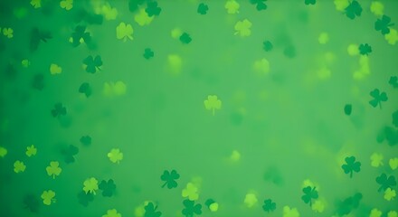 St patrick's day green shamrock background with clover leaves