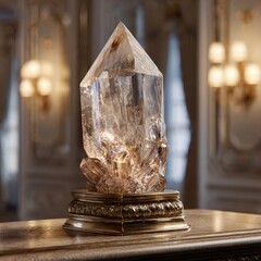 Luxury Decorative Crystal Sculpture Displayed in Elegant Interior Setting &ndash; Generative AI