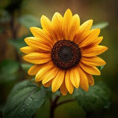 Bright Sunflower Bloom in Field with Soft Natural Background &ndash; Generative AI