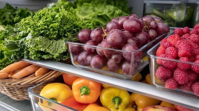 Fresh fruits and vegetables at local market stand