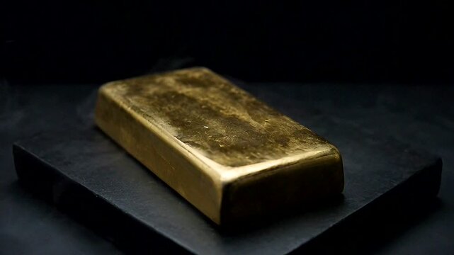 A luxurious gold bar surrounded by smoke evokes a sense of wealth and mystery in this striking visual.
