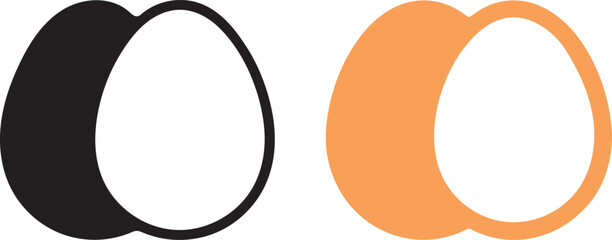 Two abstract oval shapes one black and one orange side by side