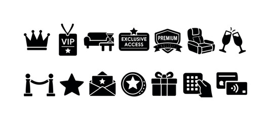 Collection of premium and exclusive access icons representing luxury and VIP experiences