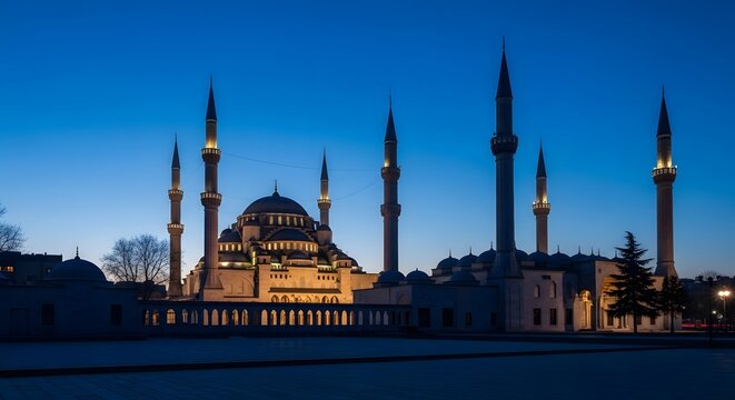 blue mosque at night