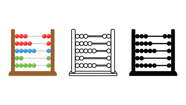 Three abacuses are shown in different styles: color, outline, and silhouette.