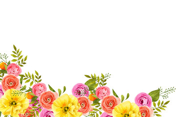 Flower watercolor frame for wedding, birthday, card, background, invitation, wallpaper, sticker, decoration etc.
