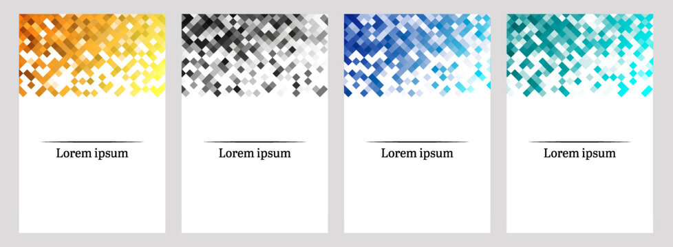 Four Colorful Abstract Design Featuring Geometric Pattern with Different Shades and Textures