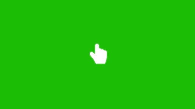 Mouse pointer hand clicks icon animation. Clicking finger icon animation on green screen background. cursor clicking on screen.