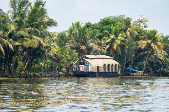 Alleppey backwaters in India, Alappuzha houseboats on waterway, small canal of Laccadive Sea, Tarshish land of Kerala, serene water body