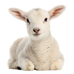 Fototapeta premium A young lamb standing with a soft and innocent expression against a plain background