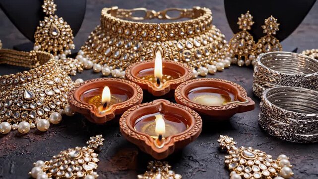 Elegant Indian Jewelry Collection Featuring Kundan, Polki, and Meenakari Designs with Traditional Gold and Silver Accessories for Celebrations